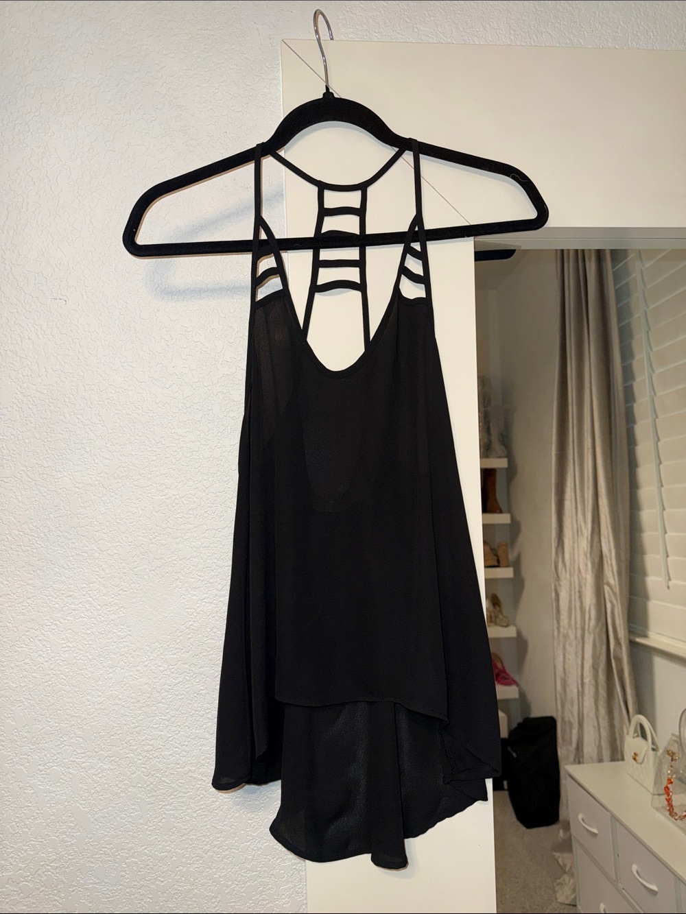 Lush Black Strappy Halter Camisole